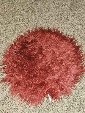 Project 62 Round Shaggy Throw Mini Rug Placemat- Deep Red Burgandy